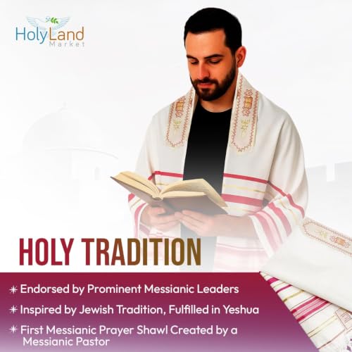Holy Land Market Large Pink Classic New Covenant Tallit Prayer Shawl (80x60 Inches) with Bag Rabbi Full Body