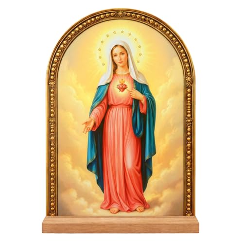 TALPGOD Hail Mary Stand Catholic Ornament Statue – Immaculate Heart Holy Mother Virgin Mary Statue Acrylic Tabletop Décor for Home Altar & Desk,Christian Gift for Women & Men - color: Hail Mary