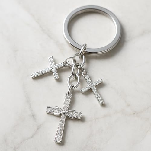 Cross Keychain – Cool Keychains Gifts for Christian, Baptism, Holidays, Keychains for Car Keys - color: Cross3