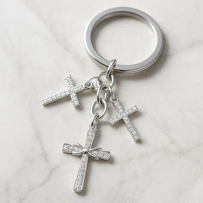 Cross Keychain – Cool Keychains Gifts for Christian, Baptism, Holidays, Keychains for Car Keys - color: Cross3