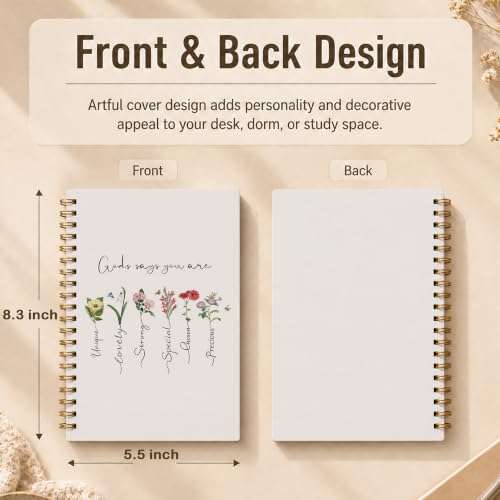 Inspirational Christian Floral Spiral Notebook 5.5x8.3 Inch - color: pattern-19