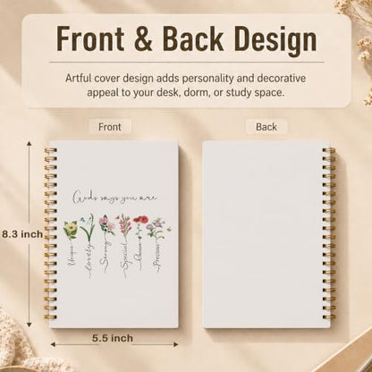 Inspirational Christian Floral Spiral Notebook 5.5x8.3 Inch - color: pattern-19