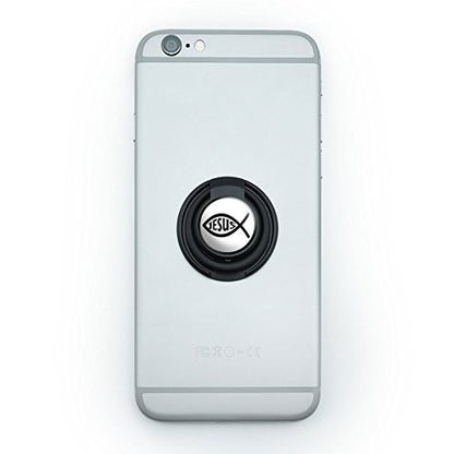 Mobile Smart Phone Finger Ring Grip Holder, Ichthus Fish Christian Jesus - color: Ichthus Fish Christian Jesus