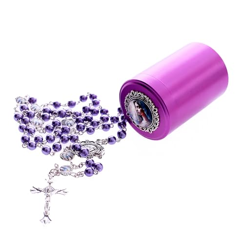 6mm Rosary Beads with Rosary Box, Black Glass Saint Benedict Necklace, Anglican Prayer Beads Catholic Gifts - color: Rosary-6-5