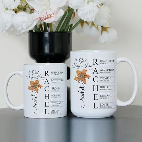 Personalized God Says I Am Mug - Custom Bible Verse Birth Flower 11oz 15oz - Christian Coffee Mug - Religious Gifts for Women Men - color: GOD-IAM-M8