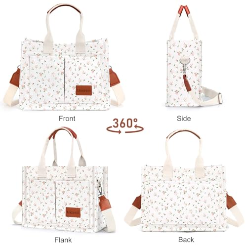 LHMTQVK Canvas Tote Bag for Women, Work & Bible Study Handbag - color: Pink Flower