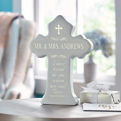 Let's Make Memories Personalized We’re Married Light-Up Cross - Wedding Prayer For Newlyweds - style: My Soul Loves