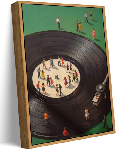 Floating Framed Vintage Music Record Canvas Wall Art 12x16in - color: Music Record, size: 16"L x 12"W