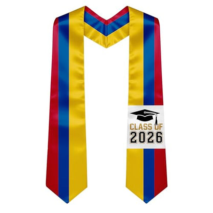 National Flag Graduation Stole Sash - 72" Long Unisex Honors Stole for Students - color: Colombia