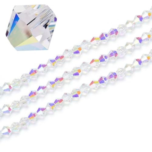 250pcs Czech 6mm (0.24 Inch) Faceted Bicone Crystal Glass Loose Beads Spacer Bulk Crystal AB for DIY Craft Jewelry Making CCB602 - color: Crystal Ab, size: 6mm - 250pcs