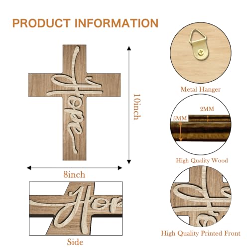 Hope Biblical Verse Cross Wall Decor - Christian Wooden Cross - Christian Wooden Hanging Decorations for Home Easter Christmas Farmhouse Kids Room, 8x10 Inches -A07 - color: D Hope