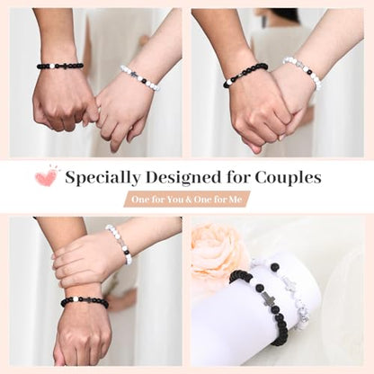 Beaded Cross Bracelet, Matching Bracelets for Couples Gifts for Him Christian Bracelets for Women, Love Bracelet Relationship Bracelets His & Her Valentine'S Day Cool Bracelets With Cross