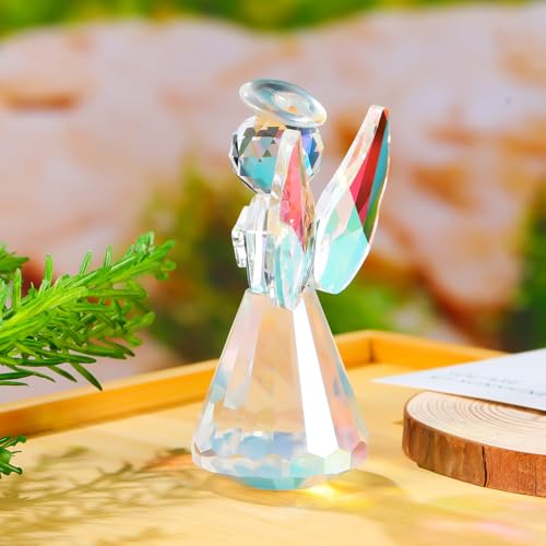 YWHL Iridescent Crystal Guardian Angel Figurine Angel Gifts for Women - color: Colorful