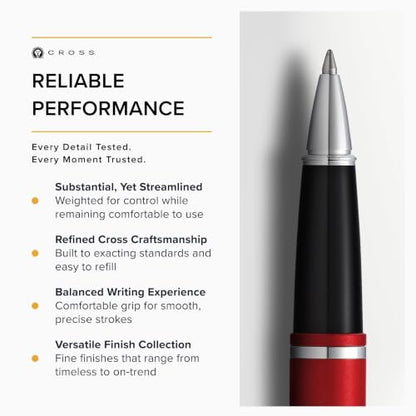 Cross Calais Rollerball Pen, Matte Metallic Crimson, Black Ink - color: Matte Metallic Crimson