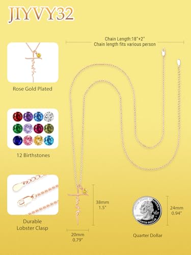 Faith Necklace White/Rose/Gold Birthday Gifts for Wife Her - color: Rose Gold-11-November