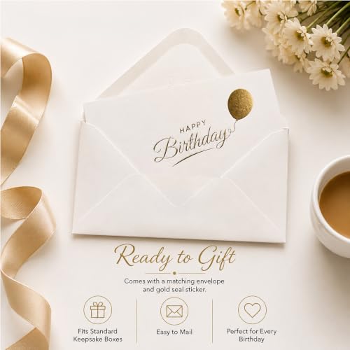 Happy Birthday Cards with Envelopes and Stickers, 24 Pack, Cream Greeting Cards with Gold Foil Balloon Design, Elegant Birthday Card Set for Friends, Family, Clients (Cream) - color: Cream