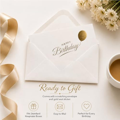 Happy Birthday Cards with Envelopes and Stickers, 24 Pack, Cream Greeting Cards with Gold Foil Balloon Design, Elegant Birthday Card Set for Friends, Family, Clients (Cream) - color: Cream