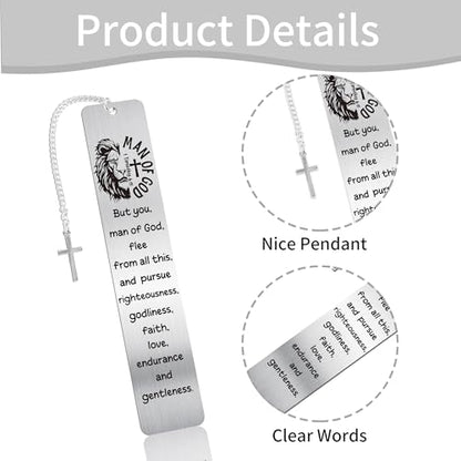 Lion Christian Metal Bookmark, Scripture Book Mark Gift for Men - style: Bible for Men