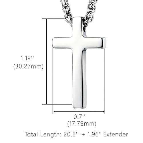 Cross Necklace for Men 316L Stainless Steel Pendant - color: B+silver