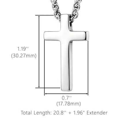 Cross Necklace for Men 316L Stainless Steel Pendant - color: B+silver
