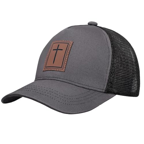 Christian Hats for Men Women, Faith Over Fear Hat - color: Cross Gray