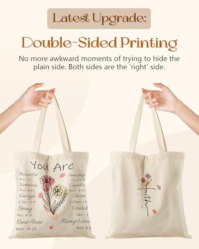 Miss Adola Canvas Tote Bag for Women with Zipper, Purple Flower Bible - color: Purple Flower Bible