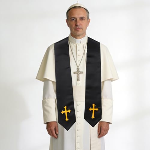Clergy Stole & Choir Stole with Embroidered 60/72" - color: Black, size: 60 inch