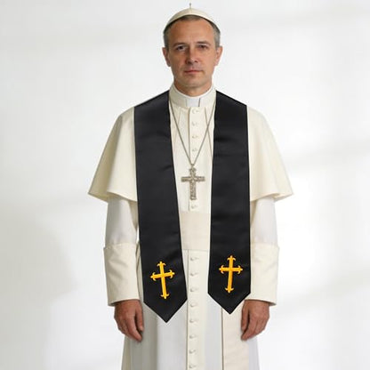 10 PC Clergy Stole & Choir Stole Bulk 60/72" - color: Black, size: 72 inch
