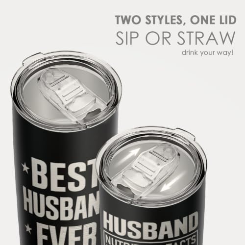 SANDJEST 20oz Insulated Tumbler for Husband, Stainless Steel Travel Mug with Lid, Best Husband Ever Coffee Cup for Men, Boyfriend Birthday Christmas Valentine - color: Husband