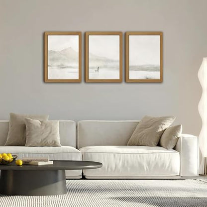 Kownzev Jesus Wall Art Set of 3, Neutral Good Shepherd Framed Canvas 12x16 - color: Beige Cream Gray White Natural Wood, size: 16"Lx12"W
