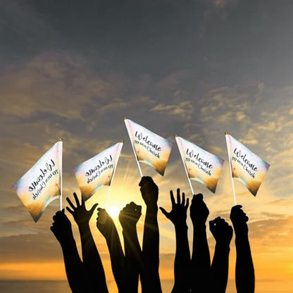 Outus 30 Pcs Jesus Loves You Flags Welcome to Our Church Small Christian - style: Welcome to Our Church