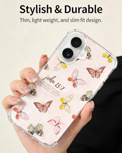 Butterflies Bible Quotes Phone Case Compatible with iPhone 17, Moth Aesthetic Phone Cover for iPhone 17 - color: Butterflies