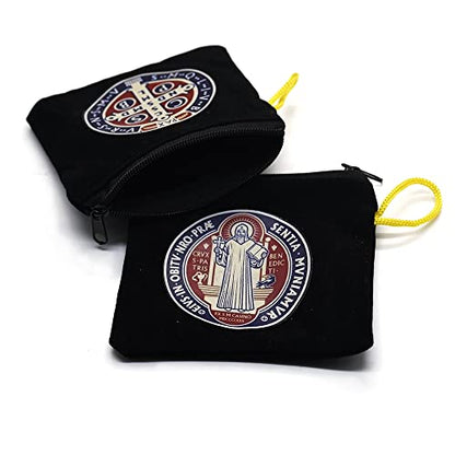 SZQCZB Wooden Rosary Beads Catholic for Men, Saint Benedict Medal and Cross - Comes in Gift Pouch and 18pcs Prayer Cards - color: Black