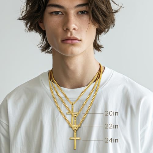 Cross Necklace for Men Gold Cross Necklace for Men - size: 22in