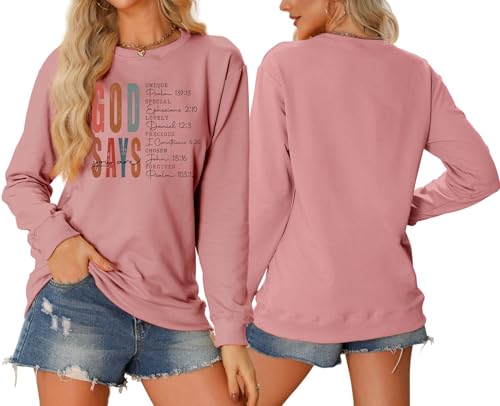 Faith Sweatshirts for Women Christian Jesus God Graphic Sweatshirt - color: Rosegold, size: Medium