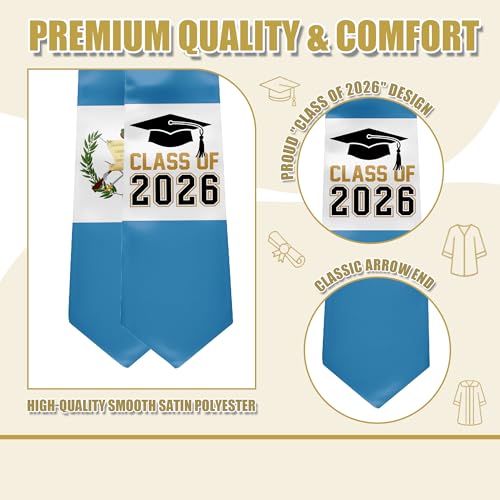 National Flag Graduation Stole Sash - 72" Long Unisex Honors Stole for Students - color: Guatemala