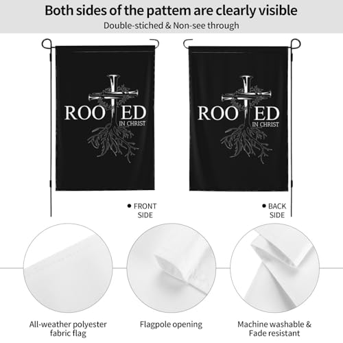 Jesus Christian Rooted In Christ Cross Double Sided Double Sided Garden Flag 12.5x18 Inch - Farmhouse Seasonal Yard Decor, Outdoor Decorative Flag For Outside (No Flagpole) - color: Jesus Christian Rooted In Christ Cross Double Sided