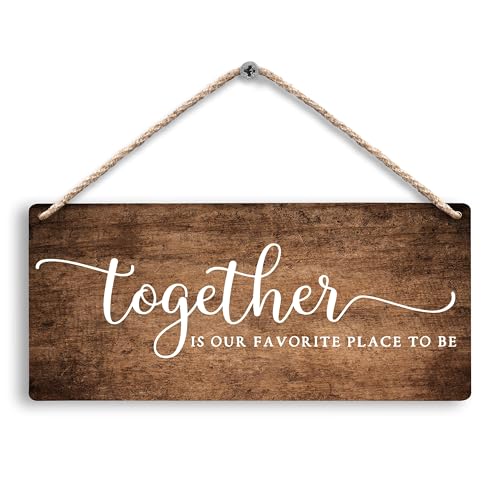 Together Is My Favorite Place to Be Hanging Wooden Signs 12x6, Rustic Farmhouse Family Wall Decor Wood Plaque Hanging Decorations for Home Living Room Couples Bedroom Door Decor - color: together