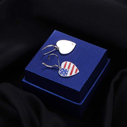 S925 Sterling Silver Heart Dangle Drop Earrings for Women Jewelry Gift - style: Flag