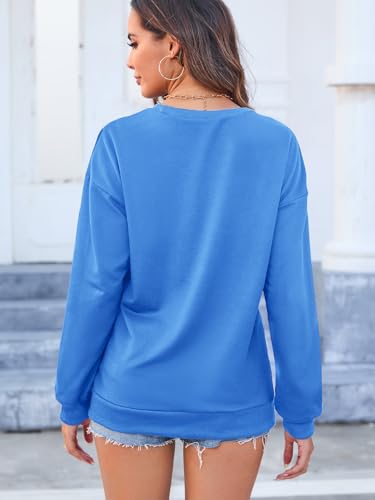 Women’s Christian Sweatshirts,Faith Hope Love Daisy Print Crewneck Long Sleeve Casual Loose Fit Sweatshirt - color: Blue, size: Medium
