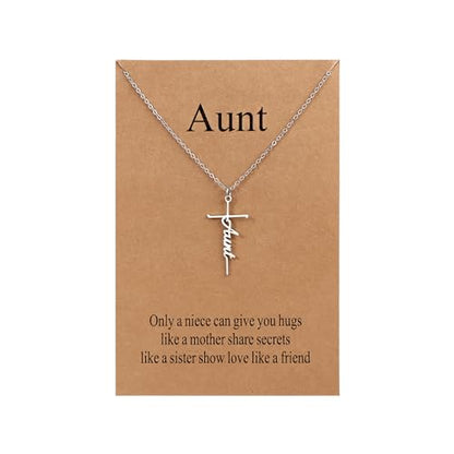 Lcherry Faith Cross Pendant Necklace for Women Religious Christian Jewelry Birthday Christmas Gifts for Women - style: 8-Aunt