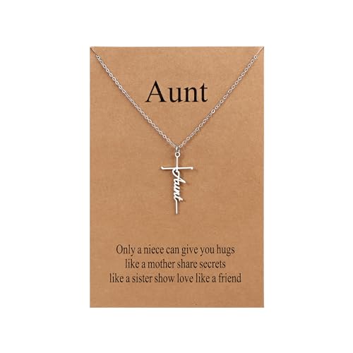 Lcherry Faith Cross Pendant Necklace for Women Religious Christian Jewelry Birthday Christmas Gifts for Women - style: 8-Aunt