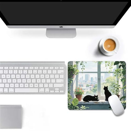 Square Mouse Pad Black Cat, Personalized Premium-Textured Custom Mouse Mat Design, Washable Mousepad Cloth, Non-Slip Rubber Base Computer Mouse Pads for Wireless Mouse - color: S3040 Black Cat