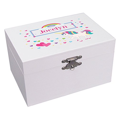My Bambino Personalized Unicorn Jewelry Box African American Ballerina Musical Plays It's a Small World | Birthday Gift for Girls - color: Unicorn