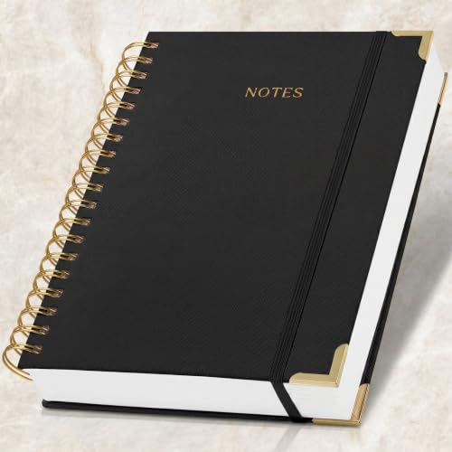 Aesthetic Thick Spiral Notebook Journal For Women in B5 - Linen Hardcover - color: Black, size: B5