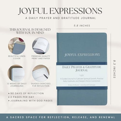 Prayer & Gratitude Journal for Women | 90-Day Christian Devotional with Bible Verses, Guided Prompts, Daily Reflections, Affirmations & Prayer Tracker | Faith-Based Journal for Spiritual Growth - color: Blue Gray