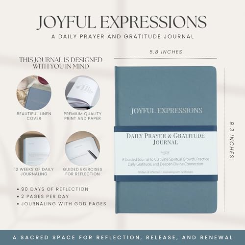 Prayer & Gratitude Journal for Women | 90-Day Christian Devotional with Bible Verses, Guided Prompts, Daily Reflections, Affirmations & Prayer Tracker | Faith-Based Journal for Spiritual Growth - color: Blue Gray