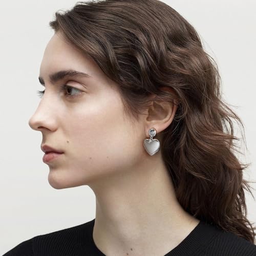 14K Gold Earring Cross Waterdrop Butterfly Heart Knot Earrings for Women Gold Silver Cross Leverback Drop Gold Silver Teardrop Hoop Dangle Earring White Gold Dangle Drop Earring - color: Silver- Heart Dangle Earring