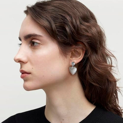 14K Gold Earring Cross Waterdrop Butterfly Heart Knot Earrings for Women Gold Silver Cross Leverback Drop Gold Silver Teardrop Hoop Dangle Earring White Gold Dangle Drop Earring - color: Silver- Heart Dangle Earring