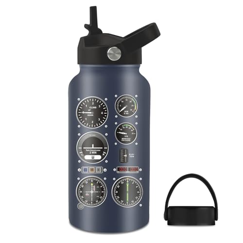 25oz Pilot Water Bottle with 2 Lid - Pilot Stainless Steel Insulated Water Bottles with Straw Lid, BPA-free Leakproof Insulated Reusable Sports Waters Bottle for Office Travel, Gifts Cup for Pilots - color: Pilot